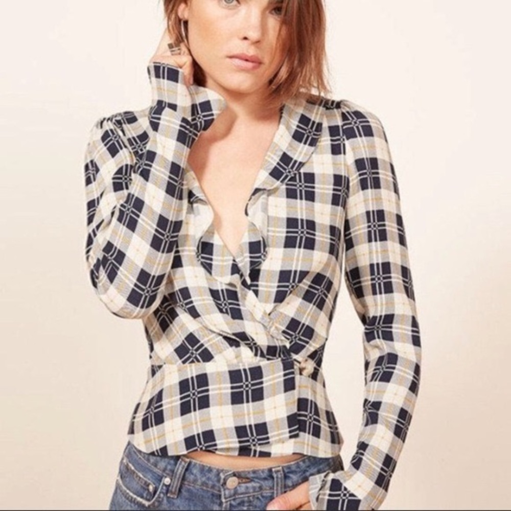 BNWT Reformation Lee Top in Tartan Size Medium